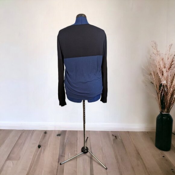 ATM Anthony Thomas Melillo Merino Wool Color Blue & Black Block Crew Sweater L - Picture 5 of 15